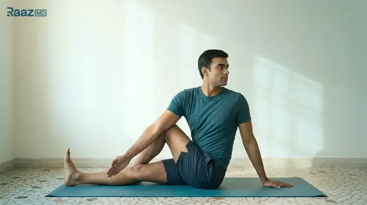 अर्ध मत्स्येन्द्रासन - Ardha Matsyendrasana for reproductive organ stimulation