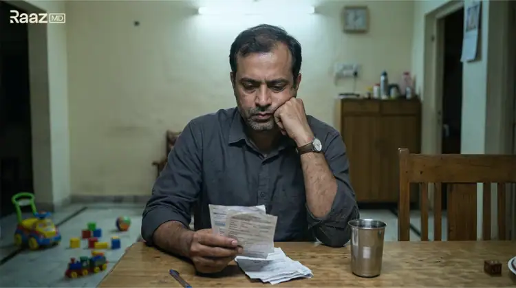 बिल देखता चिंतित पुरुष - 35 से 50 उम्र में तनाव और लिंग की कमजोरी