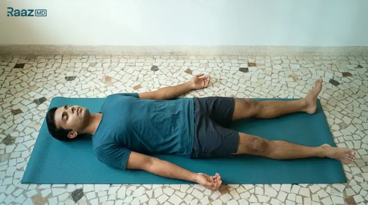 शवासन विश्राम मुद्रा - Shavasana for stress relief and ejaculation control